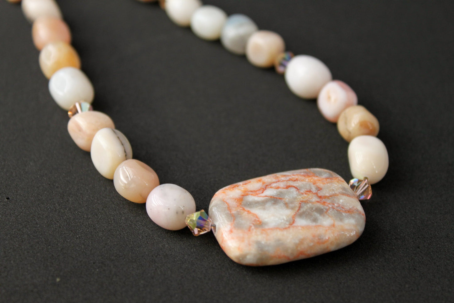 Botswana Agate.  Peruvian Opal Necklace