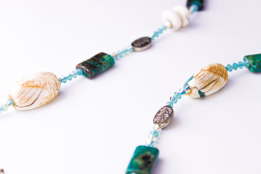 Blue Naga shell and Blue Jasper Necklace