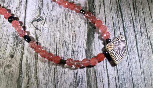 Cherry glass with ceramic fan necklace