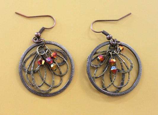 Bronze Metal Lotus Earrings